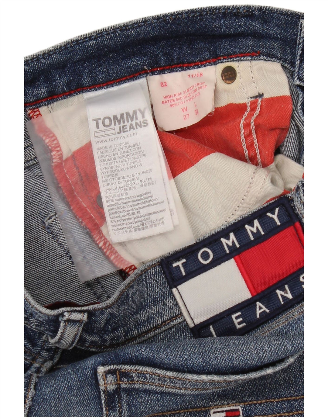 Tommy Hilfiger Женские укороченные джинсы с завышенной талией W27 L27 Синие