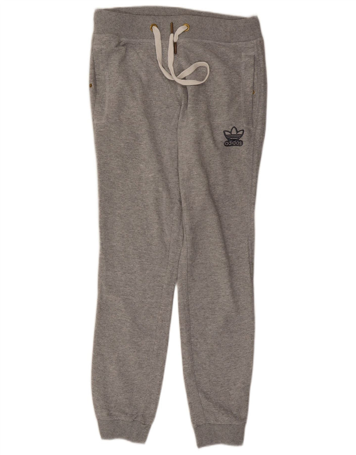 Женский спортивный костюм ADIDAS Брюки Джоггеры UK 14 Средне-серый хлопок в крапинку
