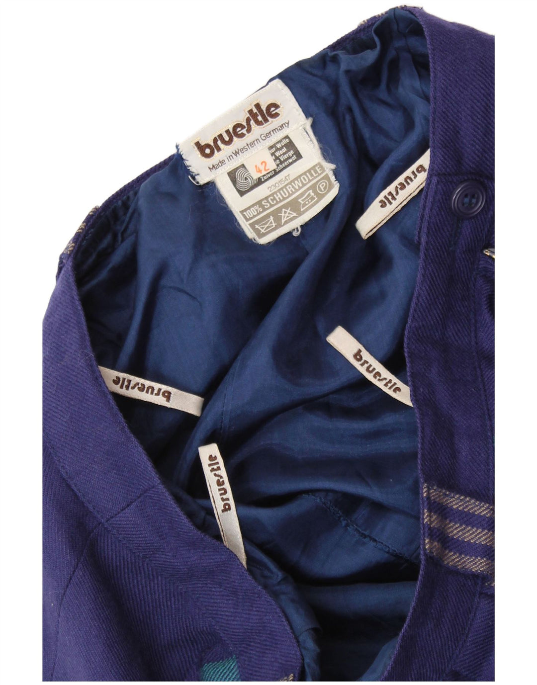 BRUESTLE Женская плиссированная юбка EU 42, большая W30 L28, темно-синяя полосатая шерсть