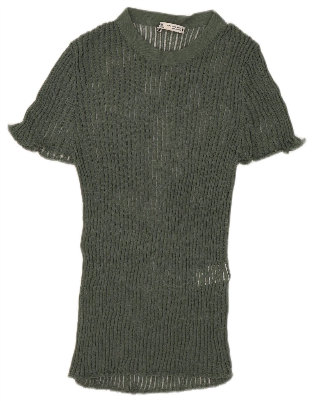 Женская вязаная блузка Zara Top UK 8, маленькая зеленая вискоза