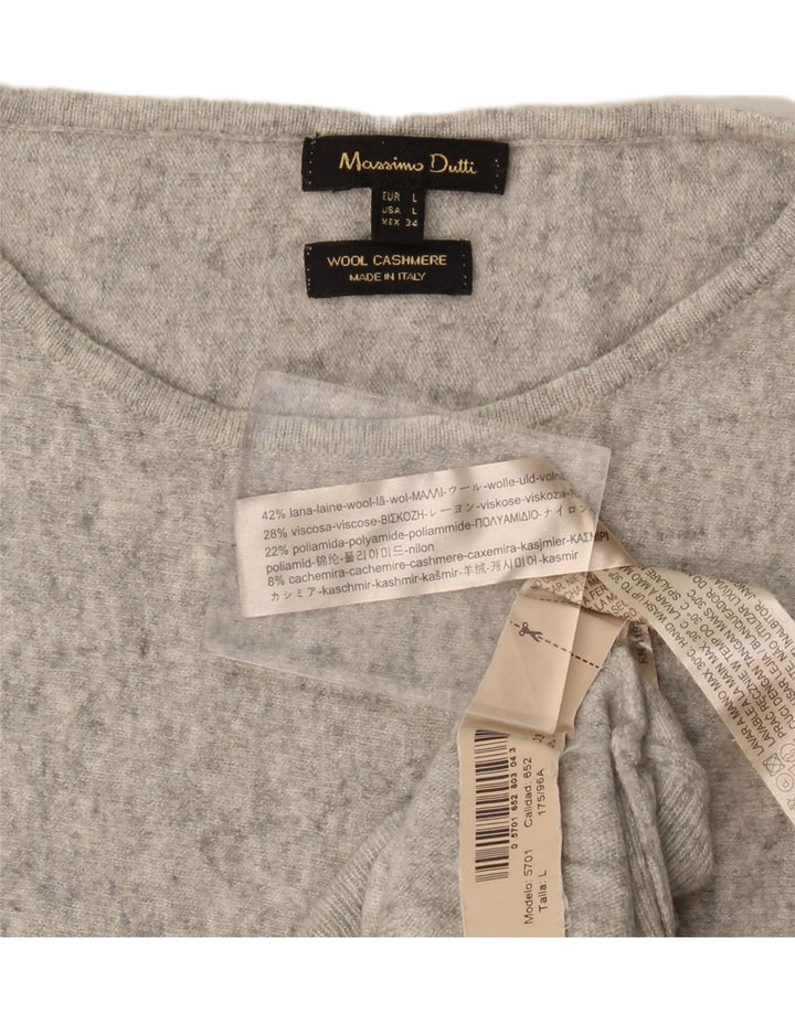 Женский джемпер с вырезом «лодочка» Massimo Dutti, Великобритания 16, большой, серый, шерстяной
