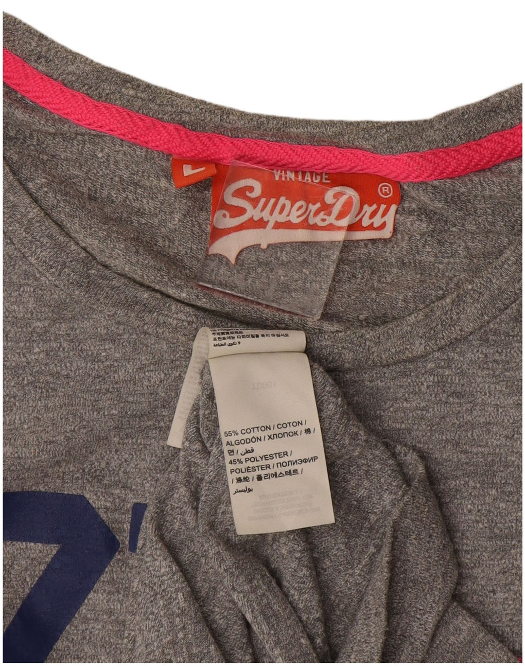 Женская футболка с рисунком Superdry Top UK 14, большой серый хлопок