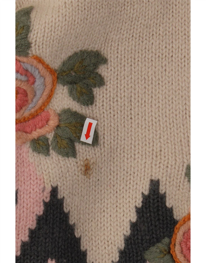 ВИНТАЖНЫЙ женский удлиненный джемпер с высоким воротником, Великобритания, 16, большой розовый