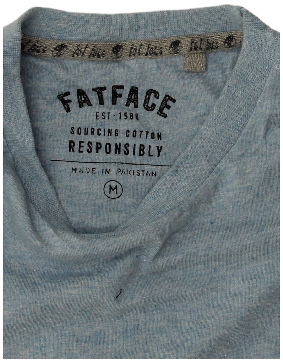 Мужская футболка Fat Face Top из хлопка среднего синего цвета