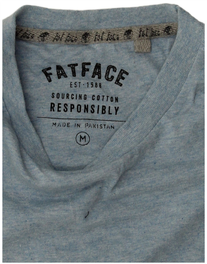 Мужская футболка Fat Face Top из хлопка среднего синего цвета