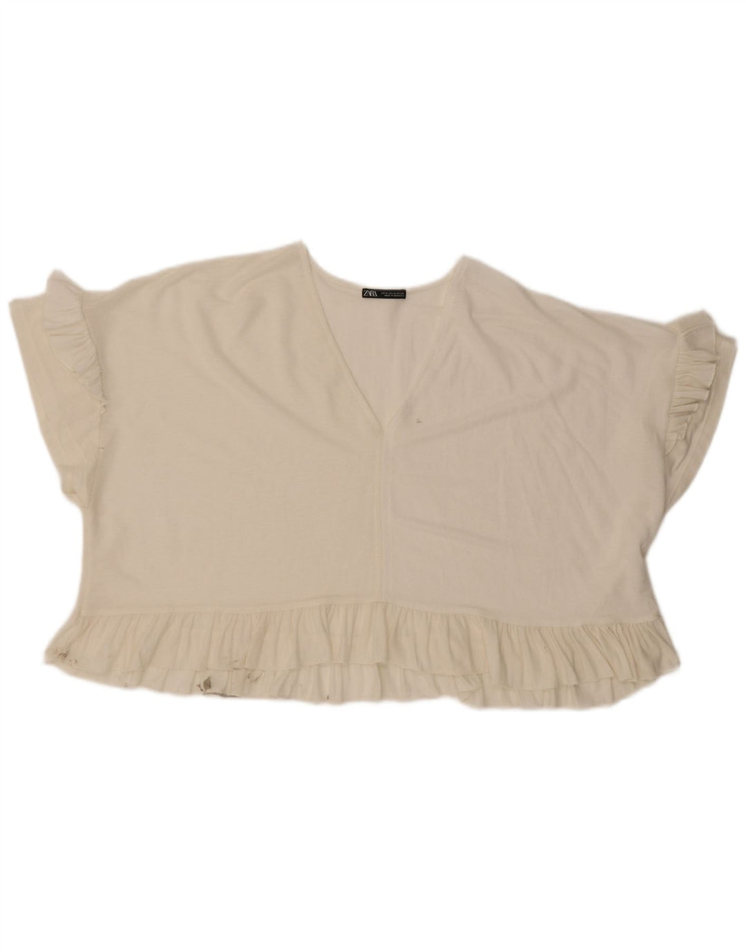 Женская укороченная блузка оверсайз Zara UK 14 Medium Off White