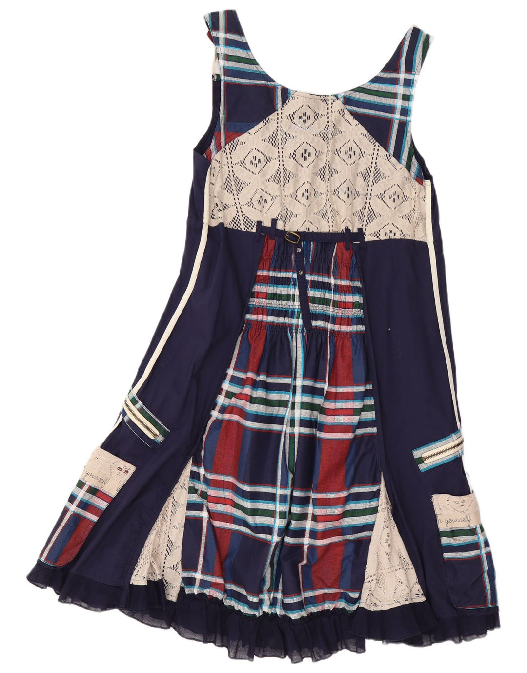 DESIGUAL Женское платье трапециевидного силуэта с графическим рисунком EU 40, средний темно-синий в стиле пэчворк