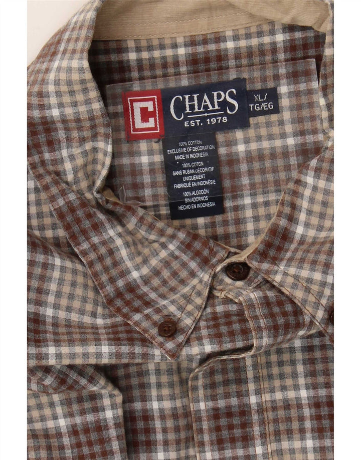 Мужская рубашка Chaps XL из хлопка в коричневую клетку