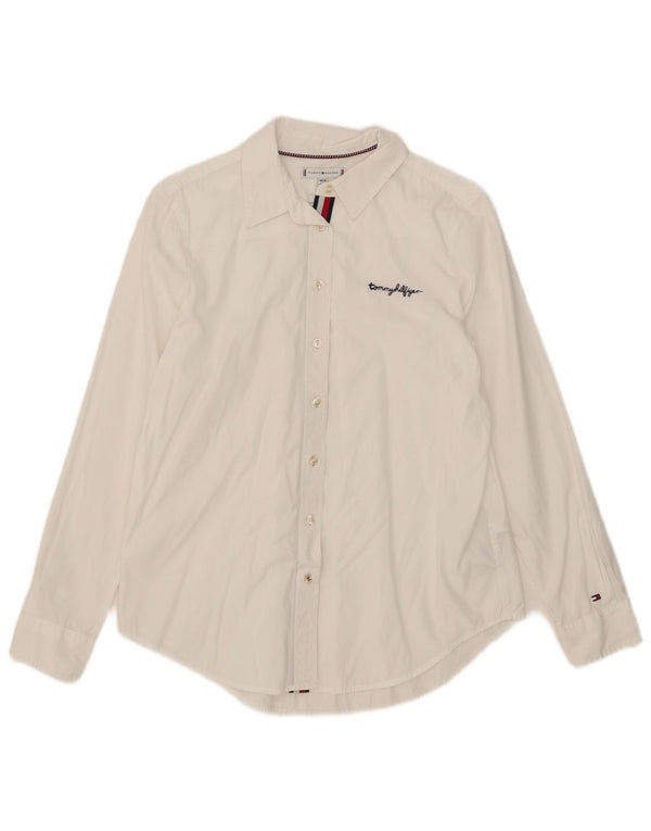 Женская рубашка свободного кроя Tommy Hilfiger UK 10, маленькая, белый хлопок