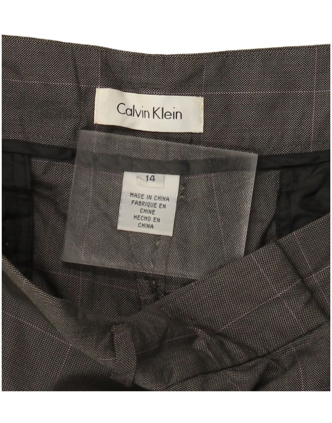 Женские прямые костюмные брюки Calvin Klein США 14 XL W36 L30 серые, шерстяные в клетку