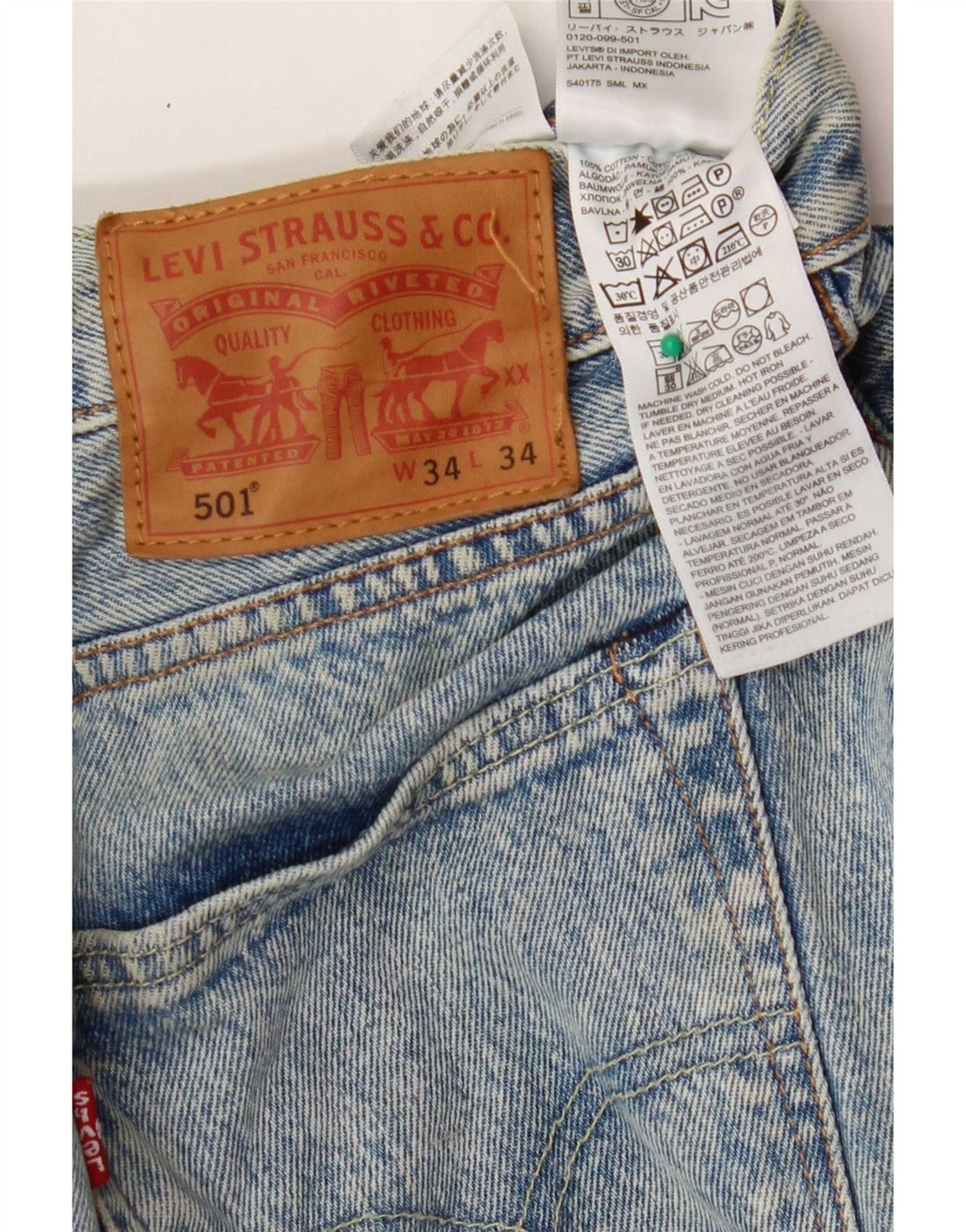 Мужские прямые джинсы Levi's 501 W34 L34 синие, хлопок