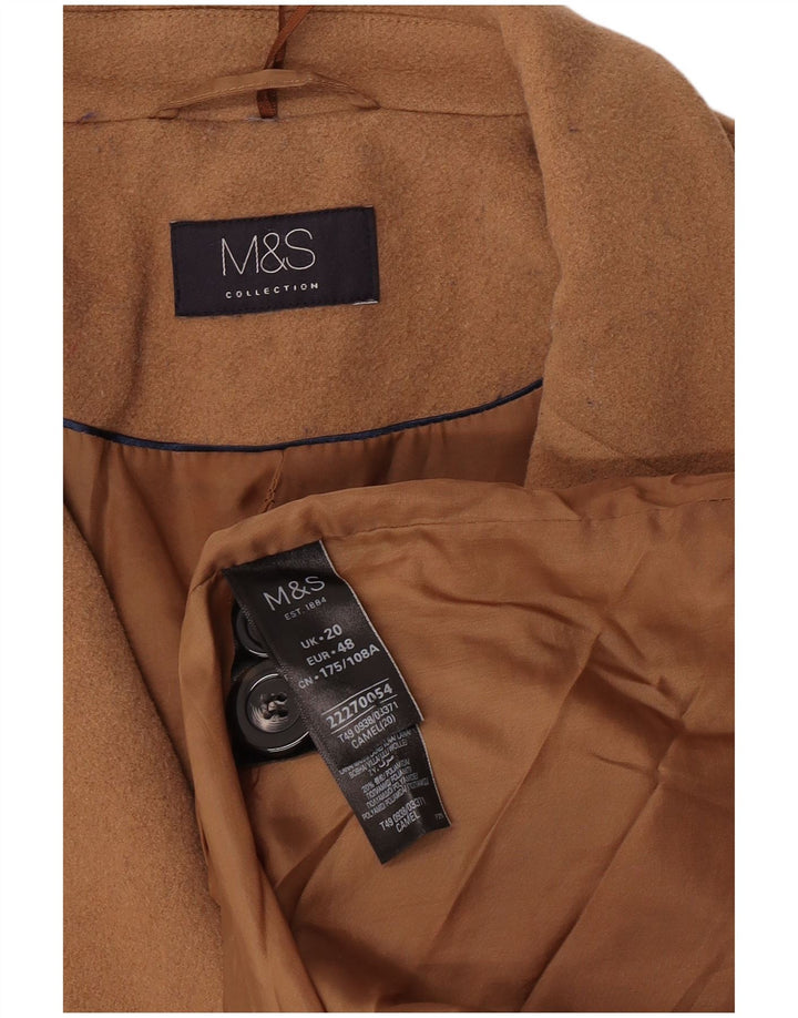 Женское пальто Marks & Spencer UK 20 2XL Коричневое шерстяное
