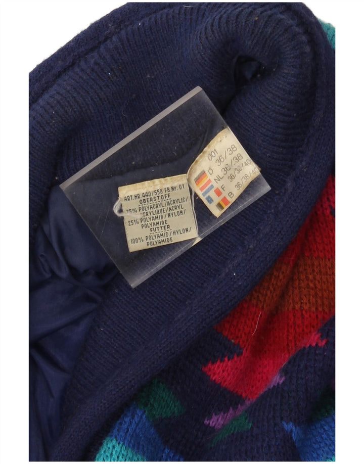 Винтажное женское вязаное пальто-ветровка EU 36/38, маленькое разноцветное ацтекское пальто