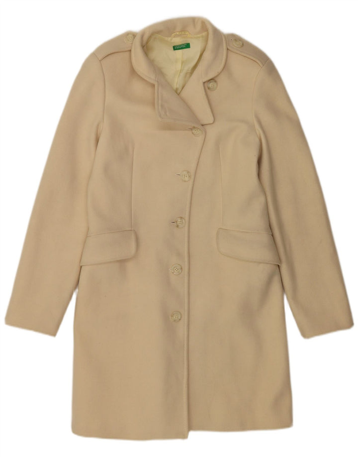 Женское пальто Benetton IT 44 Medium Off White Wool