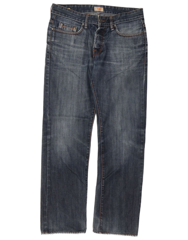 Мужские прямые джинсы Hugo Boss W33 L32, синий хлопок