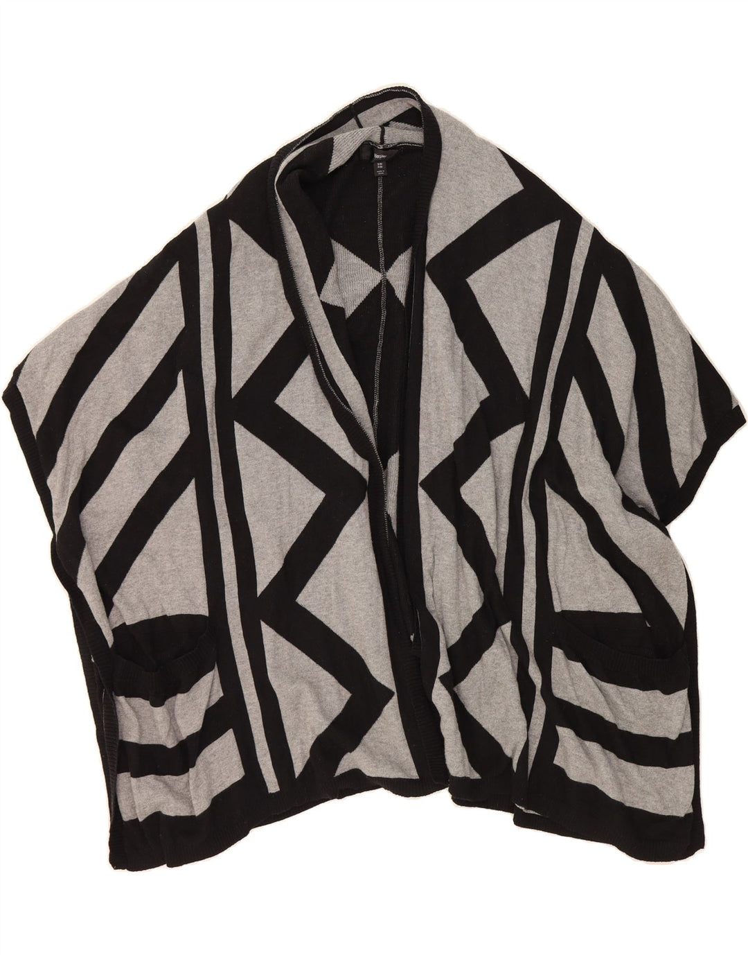 MOSSIMO Womens Poncho Cardigan Sweater UK 10 Small Grey Geometric Vintage Mossimo and Second-Hand Mossimo from Messina Hembry 