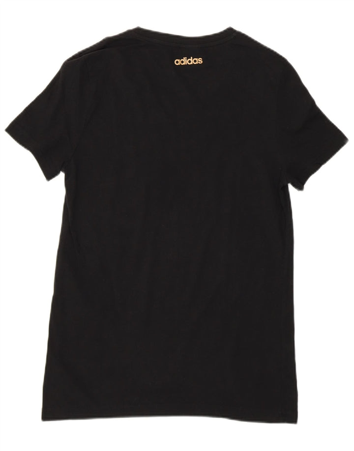 ADIDAS Womens Graphic T-Shirt Top UK 12 Medium Black