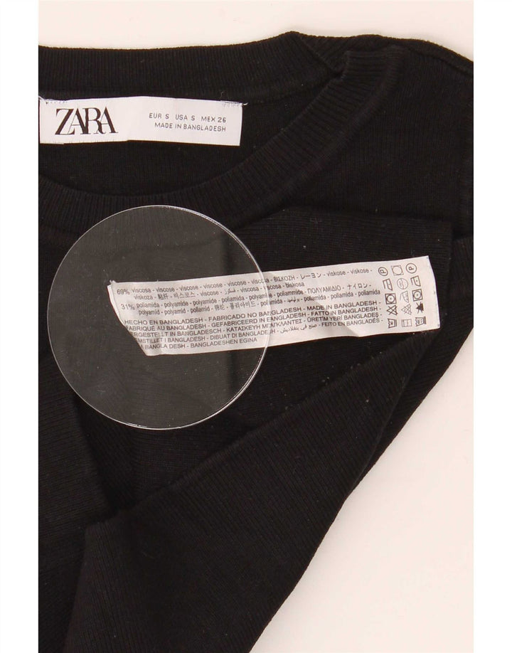 Женский укороченный жилет Zara UK 8, маленький, черный, вискоза