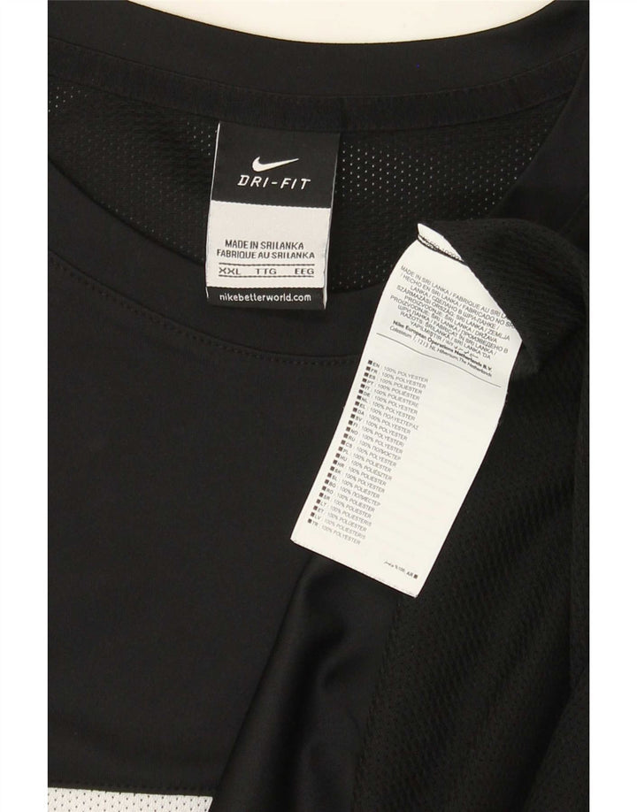 Мужская футболка Nike Dri Fit 2XL, черная, полиэстер с цветными блоками