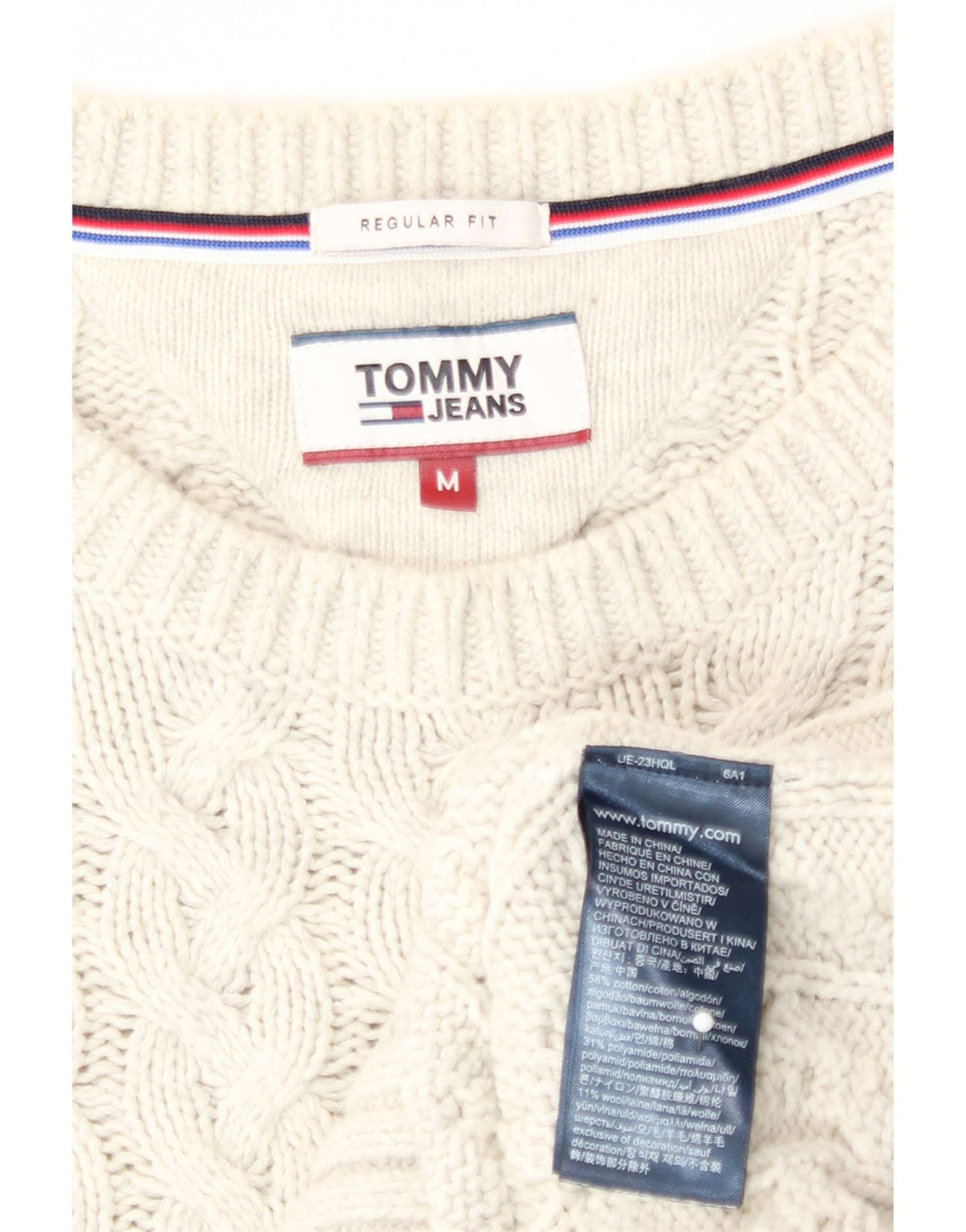 Мужской джемпер с круглым вырезом Tommy Hilfiger среднего размера, белый