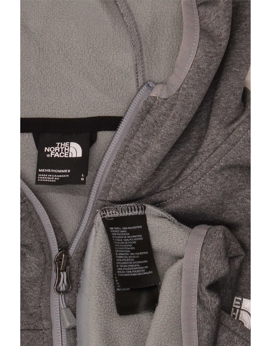 Мужской свитер с капюшоном на молнии The North Face, большой серый полиэстер