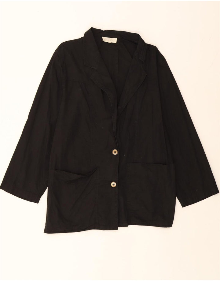 DONNA ENRICA Womens 2 Button Blazer Jacket EU 44 XL Black Cotton Vintage Donna Enrica and Second-Hand Donna Enrica from Messina Hembry 