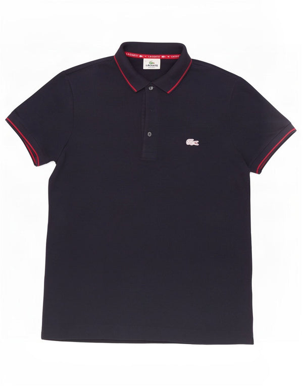 Мужская рубашка-поло стандартного кроя Lacoste, размер 3, маленькая, темно-синяя, хлопковая