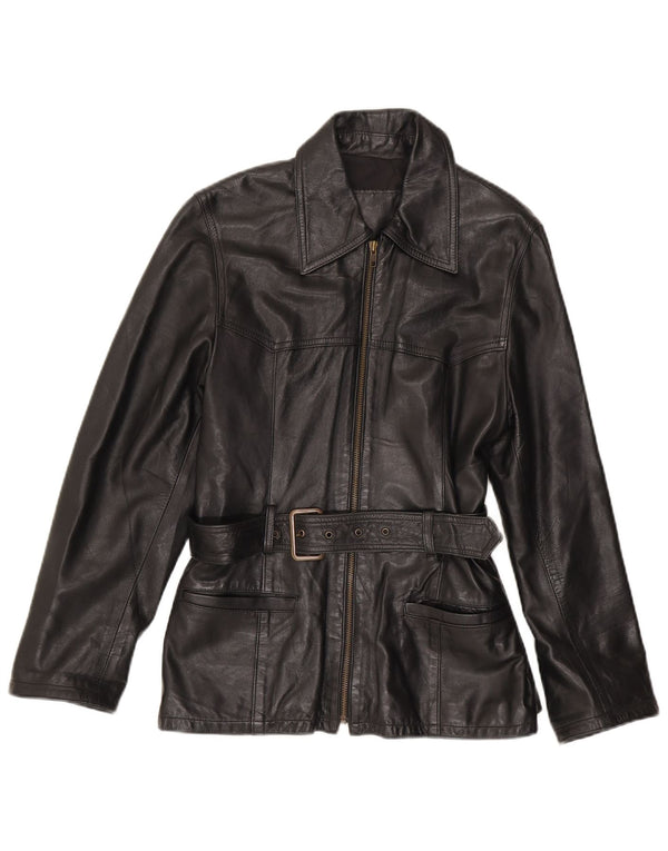 Винтажная женская кожаная куртка IT 44 Medium Black Leather