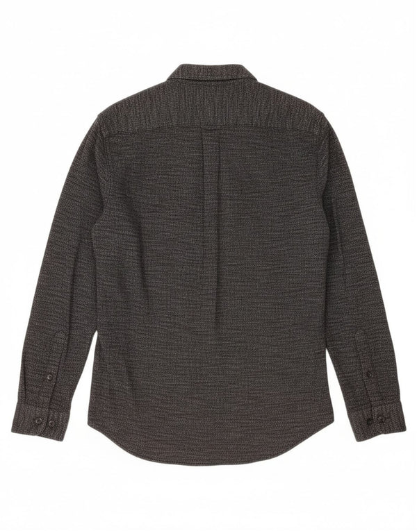 FARAH Mens Slim Fit Flannel Shirt Medium Grey Flecked Cotton