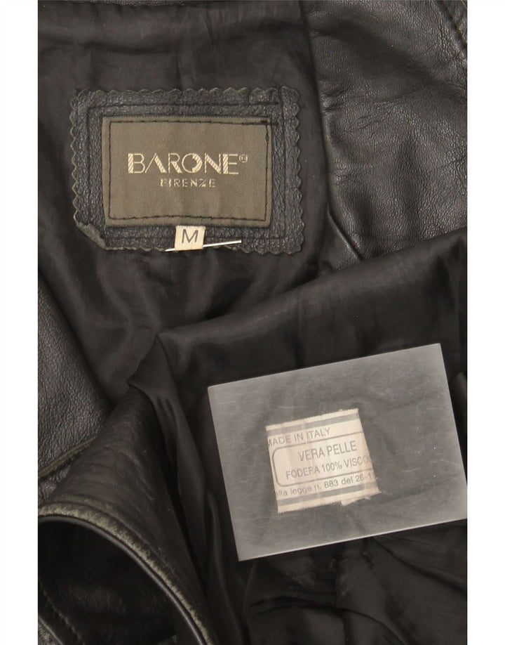 Женское кожаное пальто Barone UK 12 Среднее черное кожаное