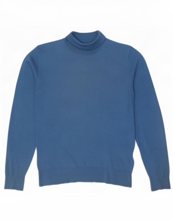 Женский джемпер с высоким воротником Massimo Dutti UK 14, средний синий шелк