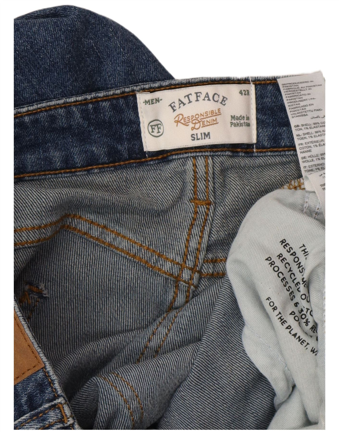 Мужские узкие джинсы FAT FACE W42 L34 синие, хлопок