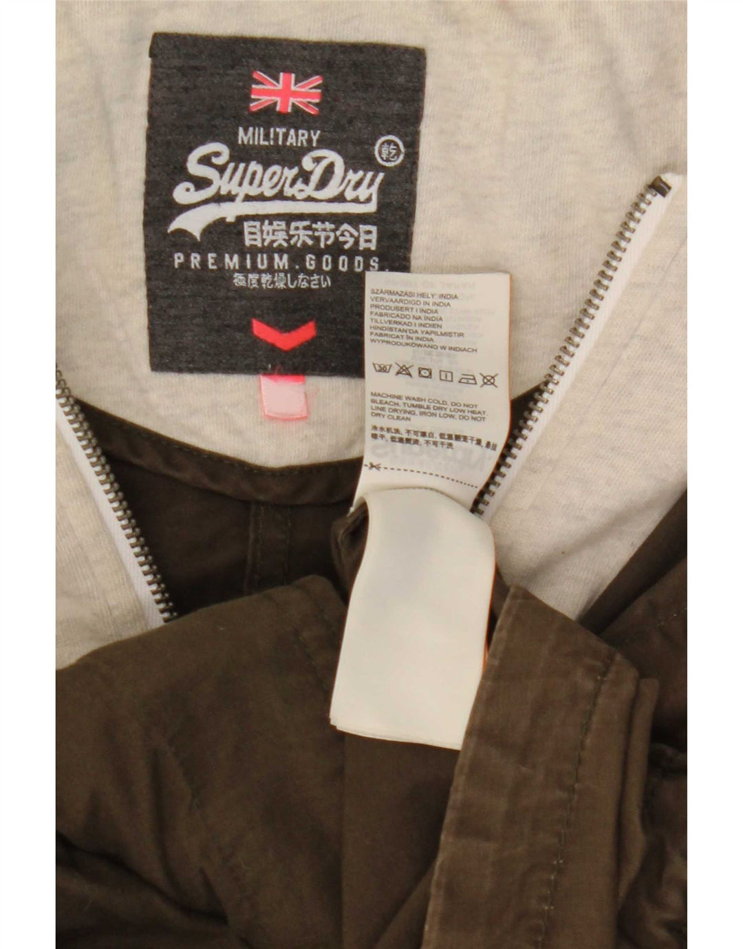 Женская куртка-бомбер Superdry с капюшоном UK 14, средний цвет хаки, хлопок с цветными блоками