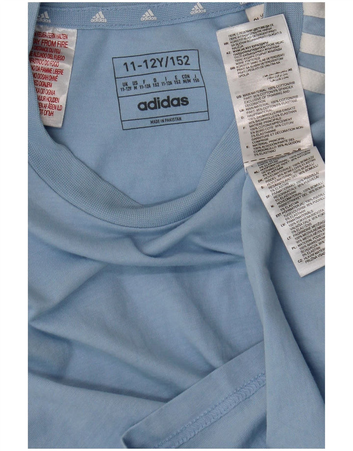 Футболка ADIDAS для мальчиков, топ 11-12 лет, синий хлопок