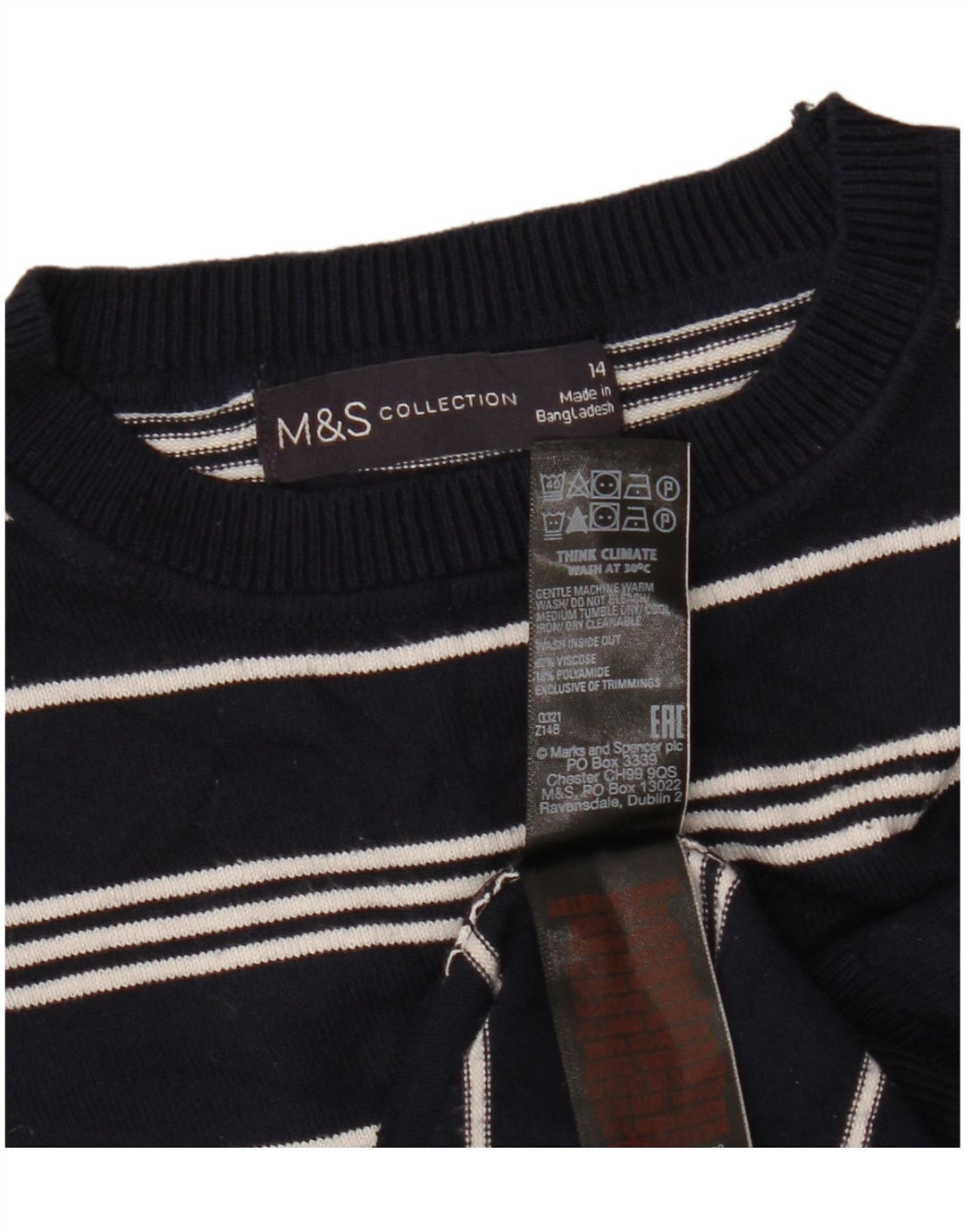 Женский укороченный джемпер с круглым вырезом MARKS & SPENCER UK14, средний темно-синий