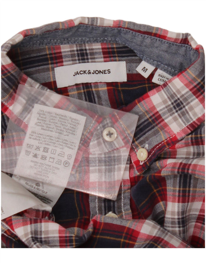 Мужская рубашка JACK & JONES среднего размера, темно-синяя клетка, хлопок