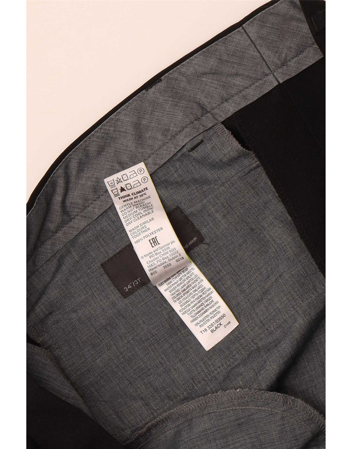 Мужские прямые классические брюки Marks & Spencer W34 L31, черный полиэстер