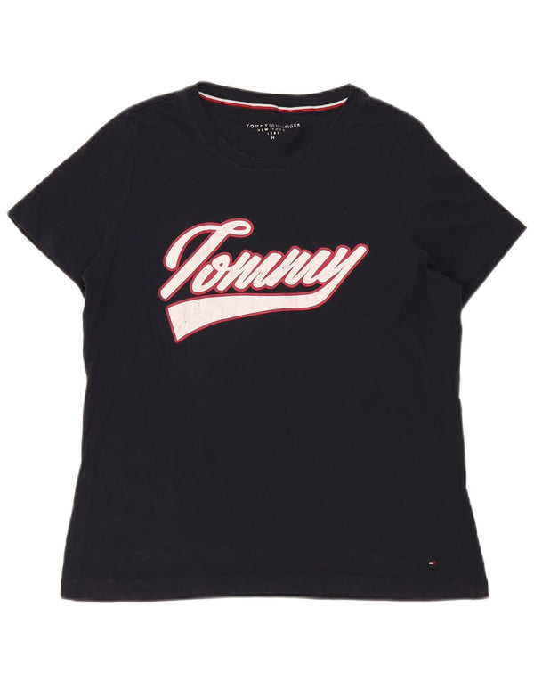 Женская футболка с рисунком Tommy Hilfiger Top UK 14, средний темно-синий хлопок