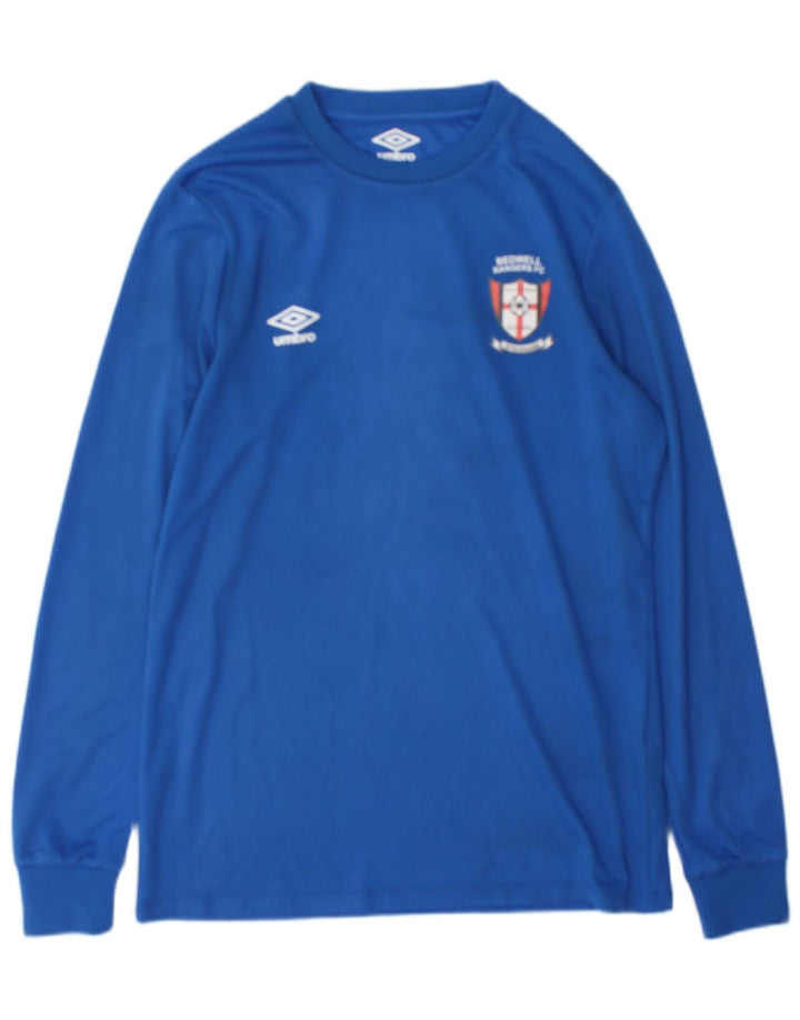 Мужской топ с рисунком Umbro, маленький синий полиэстер с длинными рукавами