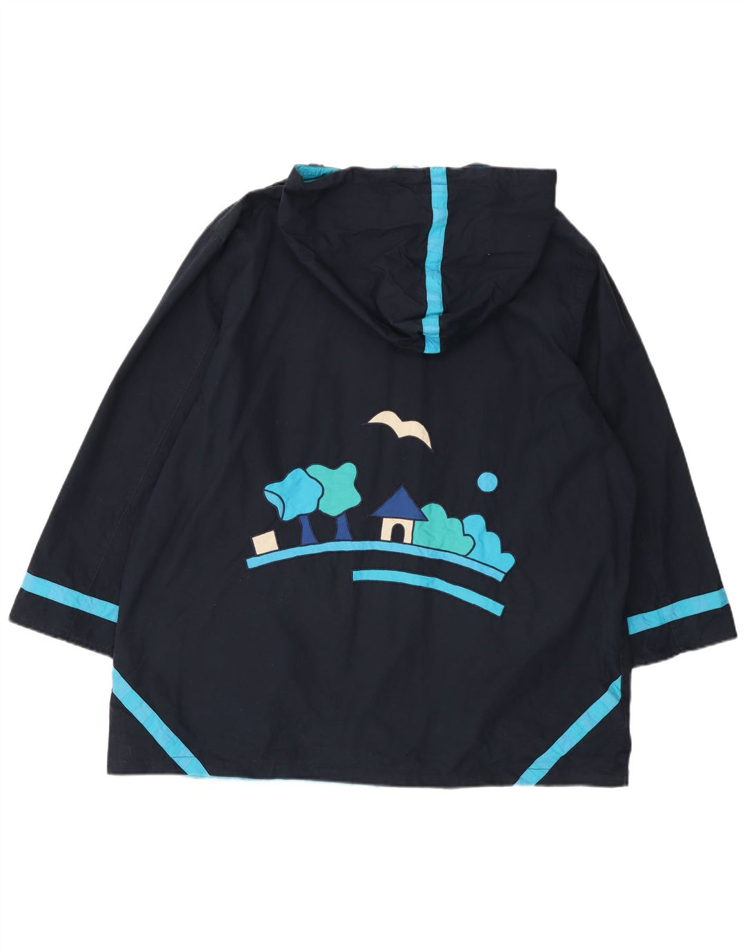 DW-SHOP Женская ветровка с капюшоном с графическим рисунком UK 20 2XL Темно-синий хлопок