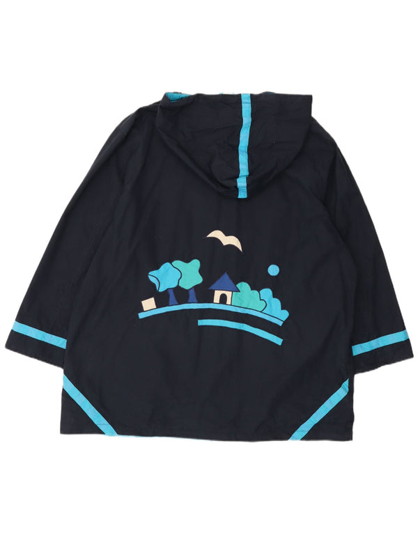 DW-SHOP Женская ветровка с капюшоном с графическим рисунком UK 20 2XL Темно-синий хлопок