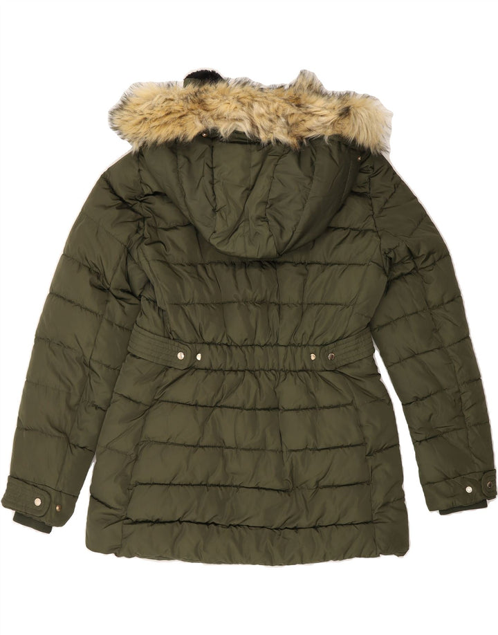 ZARA Womens Hooded Padded Jacket UK 16 Large Khaki Polyester Vintage Zara and Second-Hand Zara from Messina Hembry 