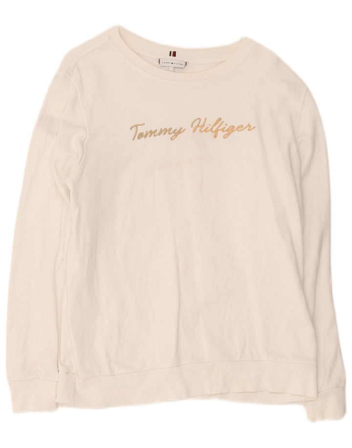Женский джемпер большого размера с рисунком Tommy Hilfiger UK 10, маленький белый