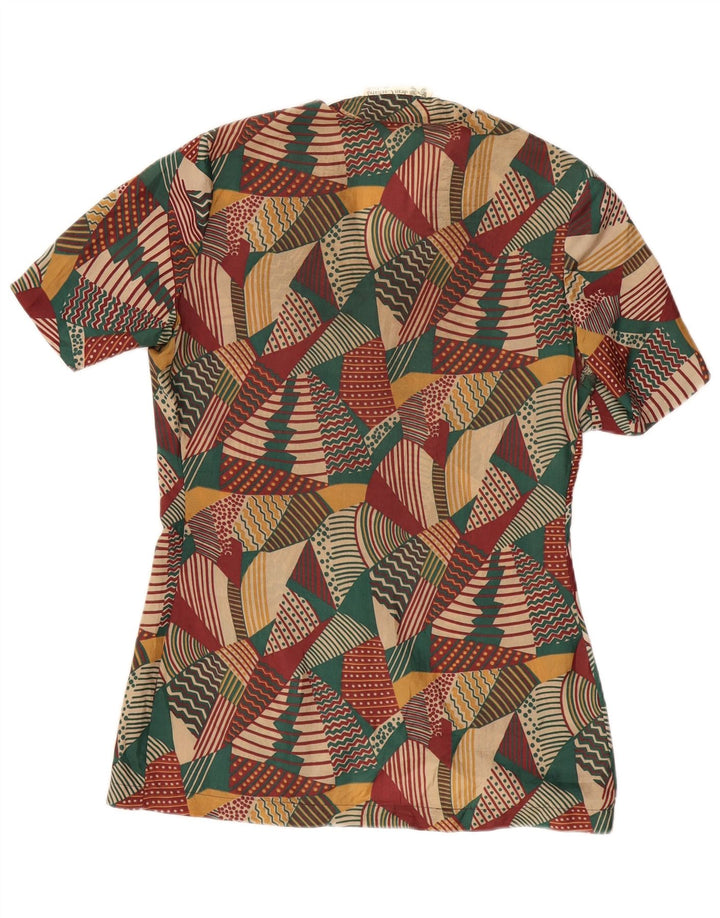 Винтажная женская блузка-рубашка IT 42, средняя, разноцветная, с геометрическим рисунком