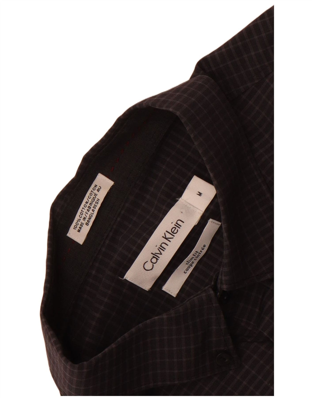 Мужская рубашка приталенного кроя Calvin Klein, хлопковая клетка среднего серого цвета