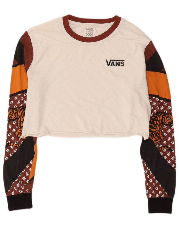 Женский укороченный топ с графическим рисунком Vans UK 6 XS, белый с цветными блоками