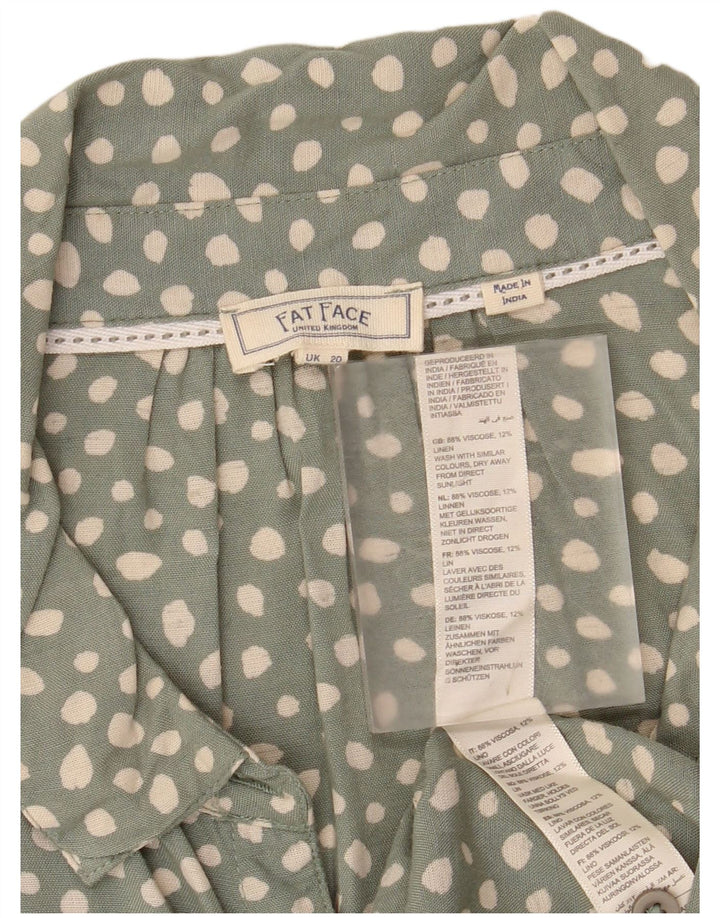 Женская блузка-рубашка с завязками спереди FAT FACE, Великобритания, 20, 2XL, зеленая в крапинку