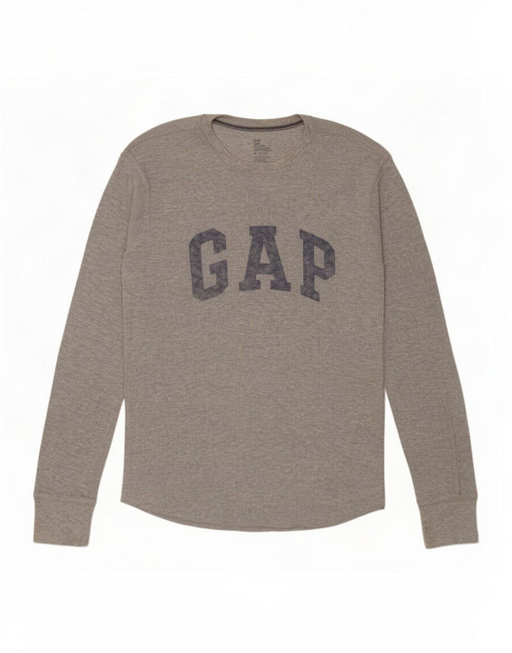Мужской топ с рисунком Gap, средний серый хлопок с длинными рукавами