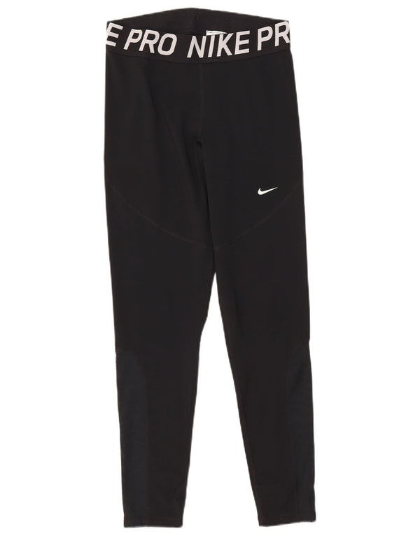 Женские леггинсы с рисунком Nike Dri Fit UK 14, большие черные цветные блоки