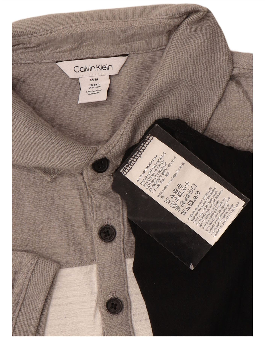 Мужская рубашка-поло CALVIN KLEIN, средний черный, хлопок с цветными блоками